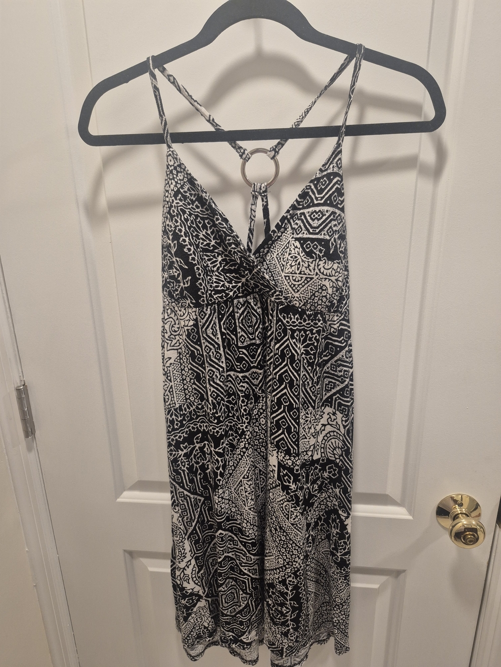 Inc International Black and White Printed Spaghetti Strap Dress